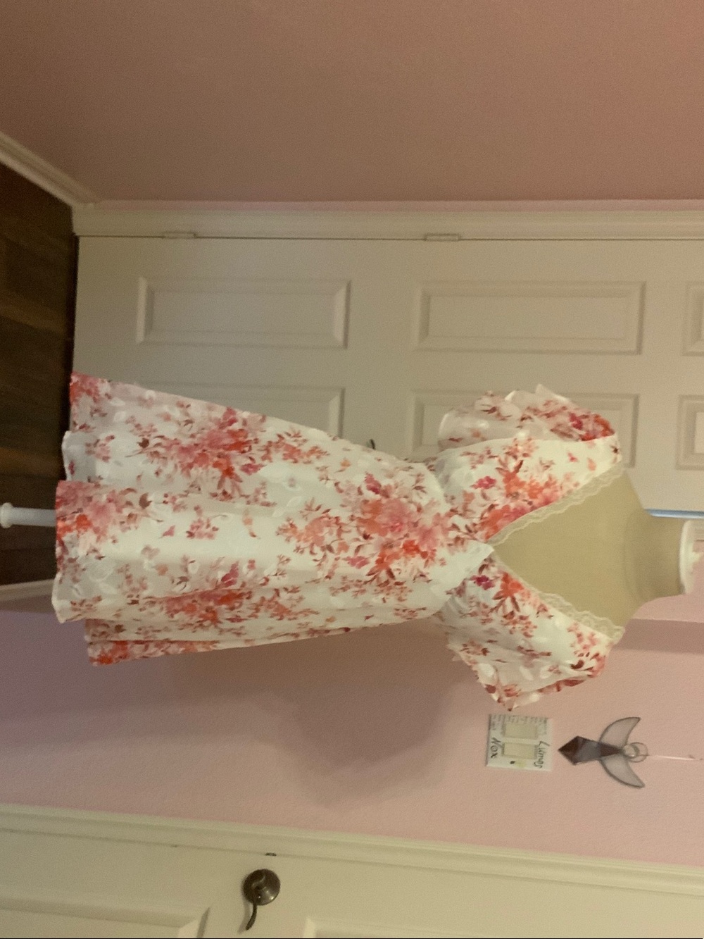 Enelly white and pink floral dress